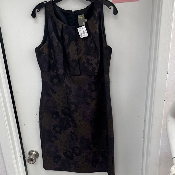 Taylor Black and Purple Floral Midi Dress Size 12 - Picture 1 of 1